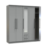 Beverly 5 Door Wardrobe with Mirror & Drawers - Pendle Village Furniture